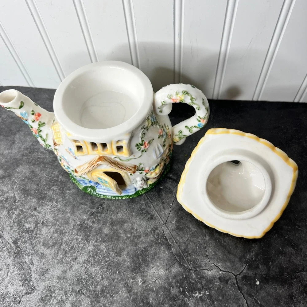 Vintage Ceramic Wax Warmer Cottage Teapot | Cottage Fairy Y2K